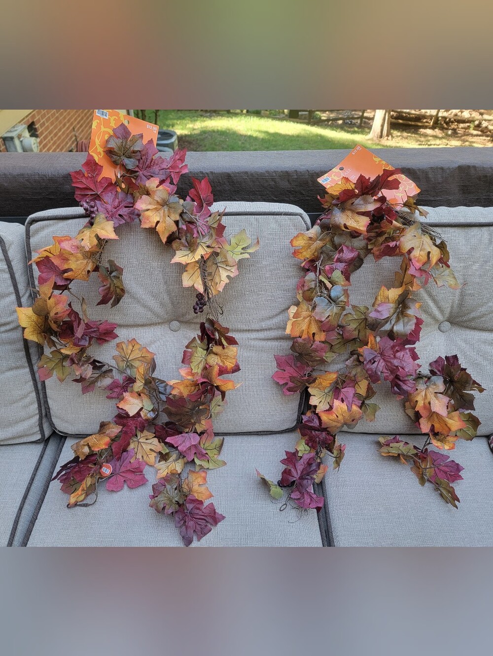 NEW Hobby Lobby Autumn Colored Faux Maple Leaves Garland - 6 Ft Each (Lot of 2)